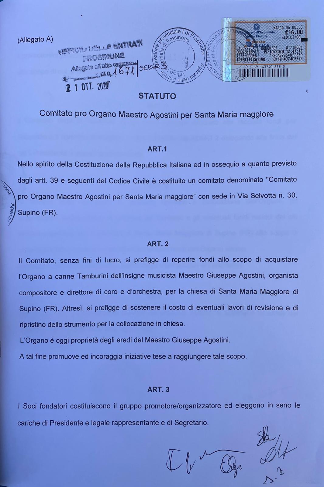 Aiutiamo la realizzazione del Progetto “L’organo del Maestro Giuseppe Agostini”